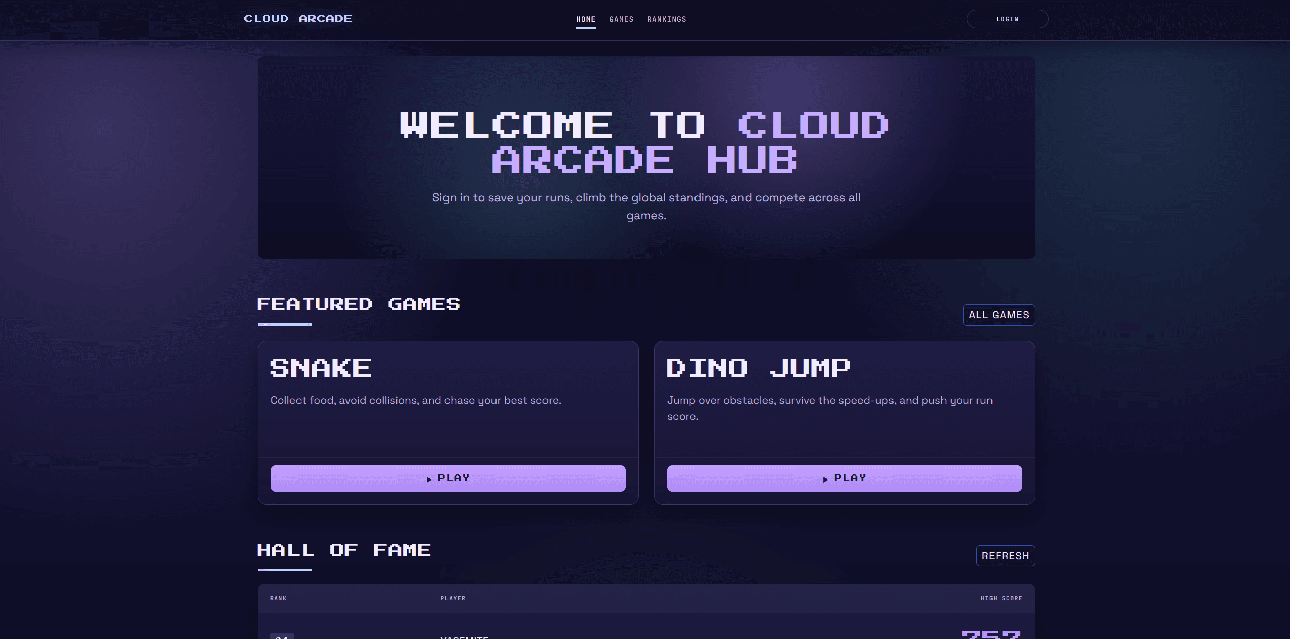 Cloud Arcade Hub screenshot