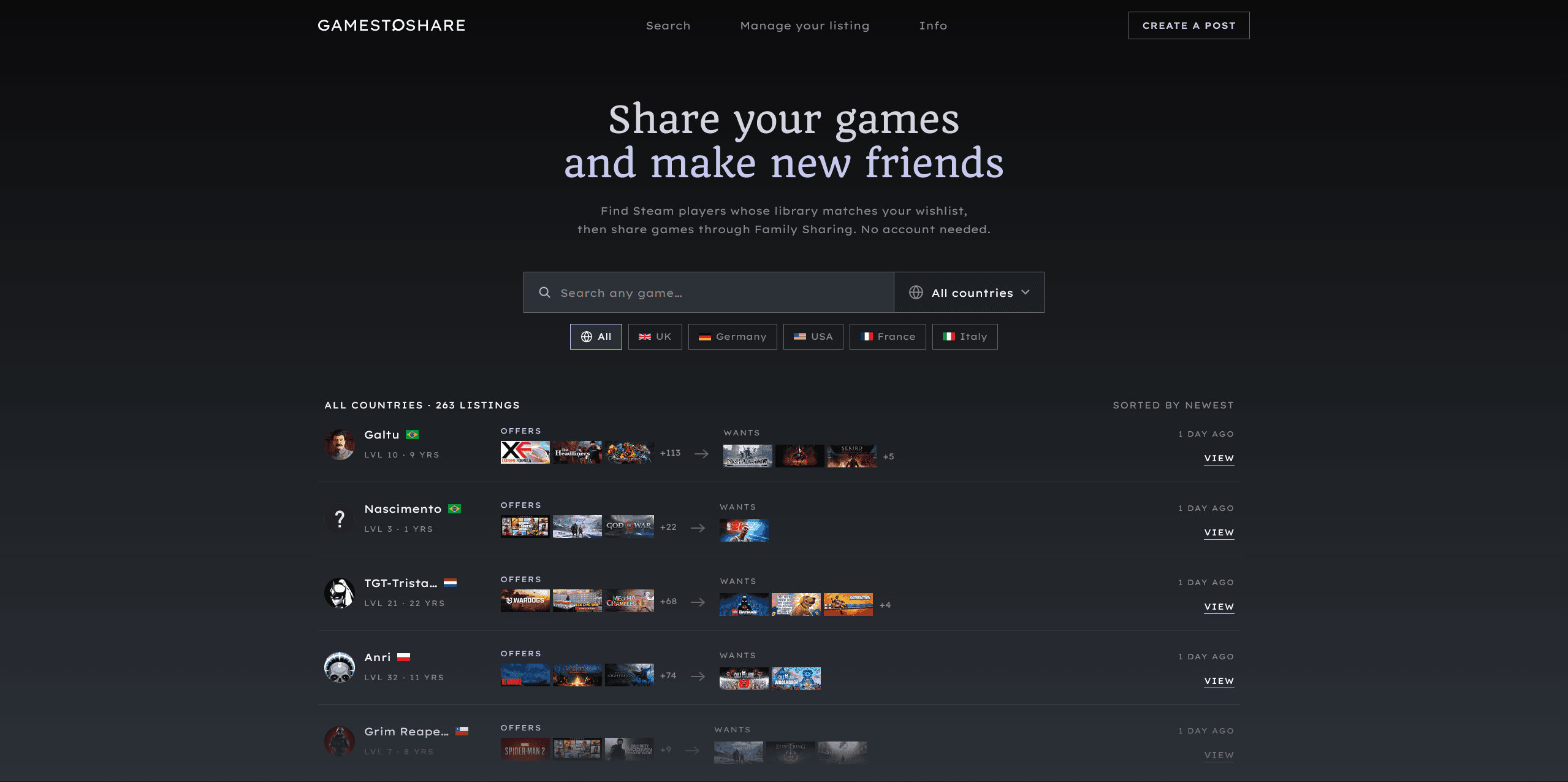 GamesToShare screenshot