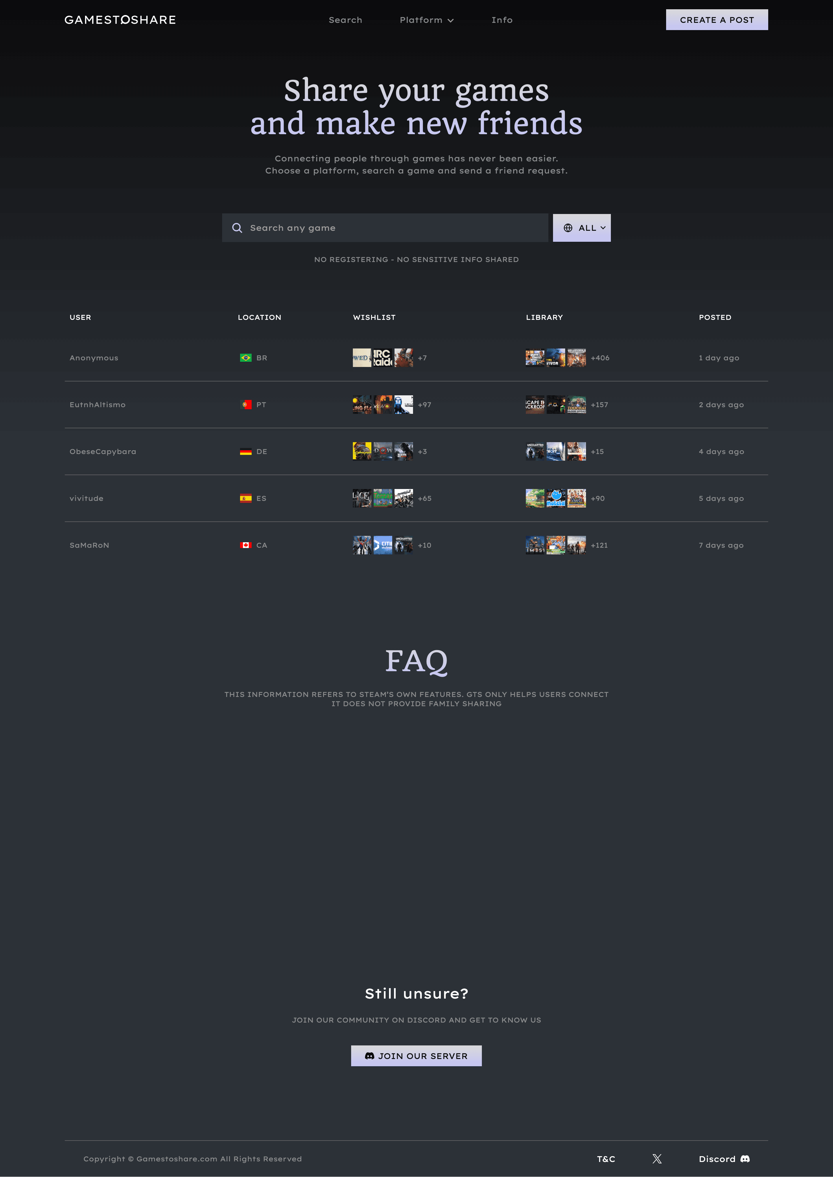 Screenshot di GamesToShare